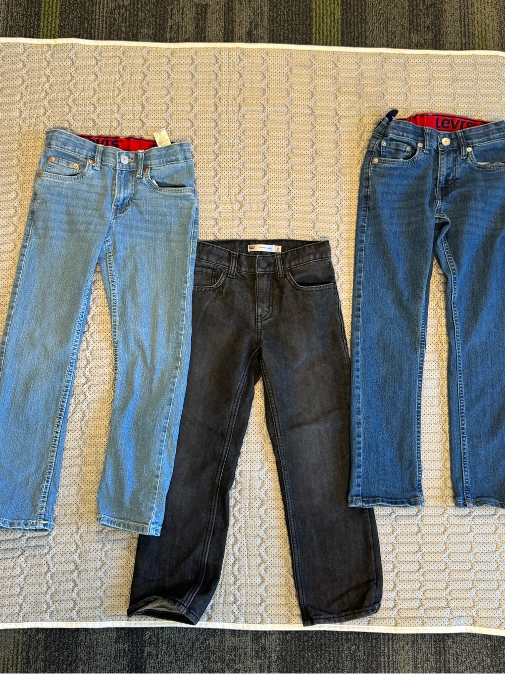 Levi's Boys' Light Blue, Dark Blue & Black Straight Jeans Trio - Picture 2 of 12